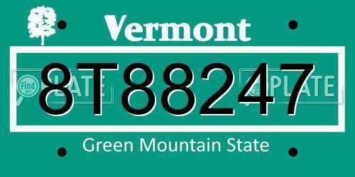 8T88247 Vermont License Plate