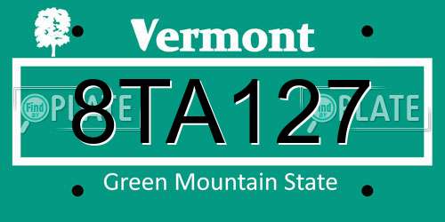 8TA127 Vermont License Plate