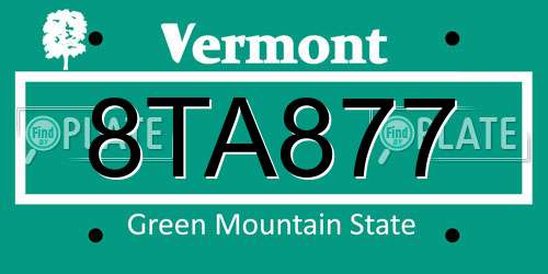 8TA877 Vermont License Plate