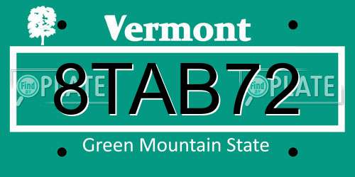 8TAB72 Vermont License Plate
