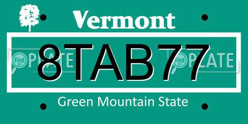 8TAB77 Vermont License Plate