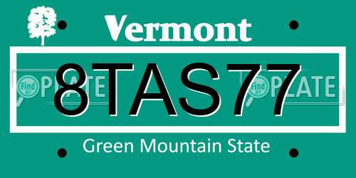 8TAS77 Vermont License Plate
