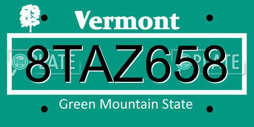 8TAZ658 Vermont License Plate