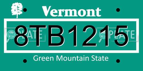 8TB1215 Vermont License Plate