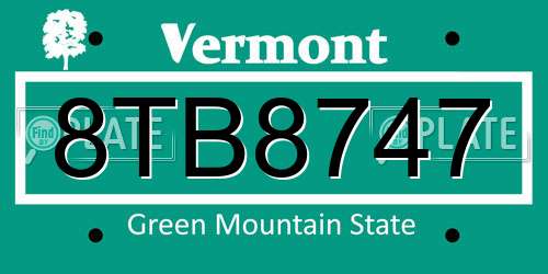8TB8747 Vermont License Plate
