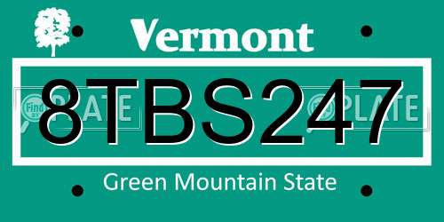 8TBS247 Vermont License Plate
