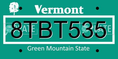 8TBT535 Vermont License Plate