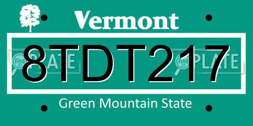 8TDT217 Vermont License Plate