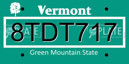 8TDT717 Vermont License Plate