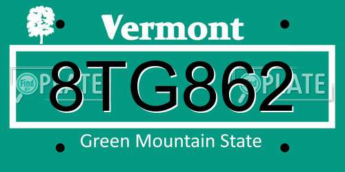8TG862 Vermont License Plate