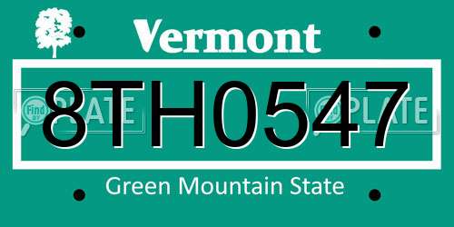 8TH0547 Vermont License Plate
