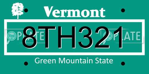 8TH321 Vermont License Plate