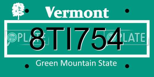 8TI754 Vermont License Plate