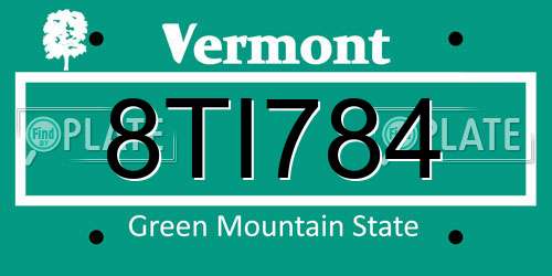 8TI784 Vermont License Plate