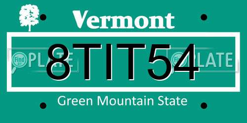 8TIT54 Vermont License Plate
