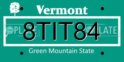 8TIT84 Vermont License Plate