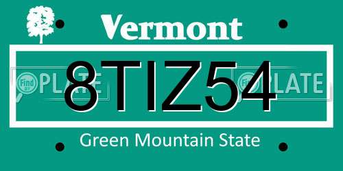8TIZ54 Vermont License Plate