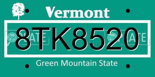 8TK8520 Vermont License Plate