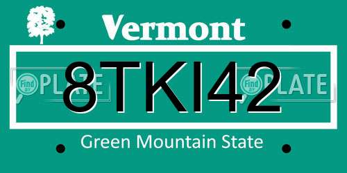 8TKI42 Vermont License Plate