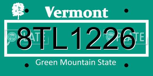 8TL1226 Vermont License Plate