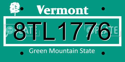 8TL1776 Vermont License Plate
