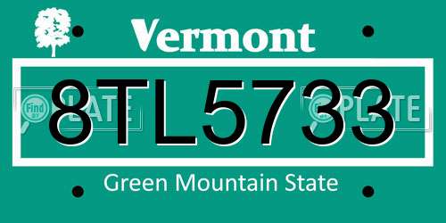 8TL5733 Vermont License Plate
