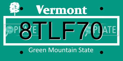 8TLF70 Vermont License Plate