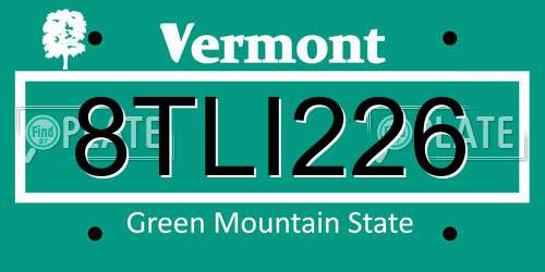 8TLI226 Vermont License Plate