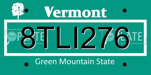 8TLI276 Vermont License Plate