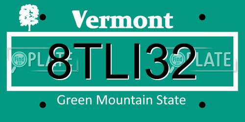 8TLI32 Vermont License Plate