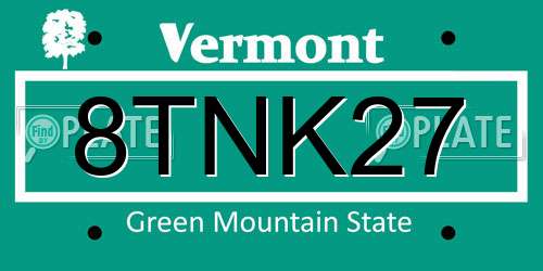 8TNK27 Vermont License Plate