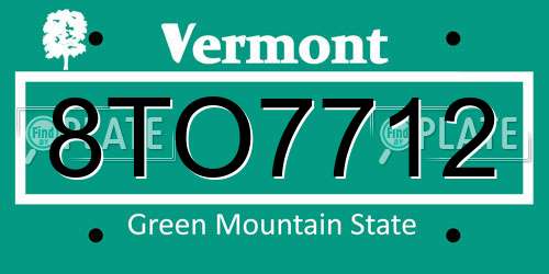 8TO7712 Vermont License Plate