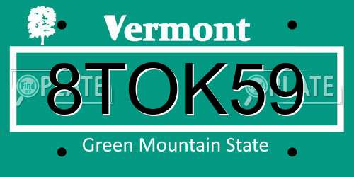 8TOK59 Vermont License Plate