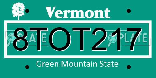 8TOT217 Vermont License Plate