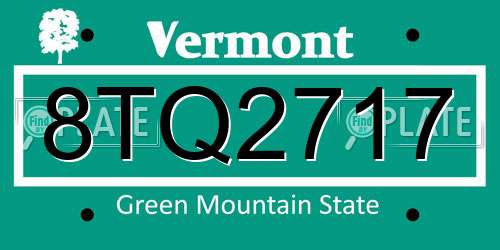 8TQ2717 Vermont License Plate