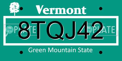 8TQJ42 Vermont License Plate