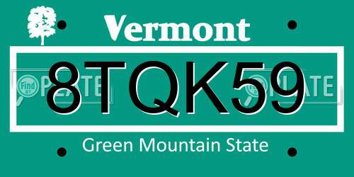 8TQK59 Vermont License Plate