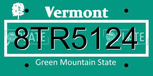 8TR5124 Vermont License Plate