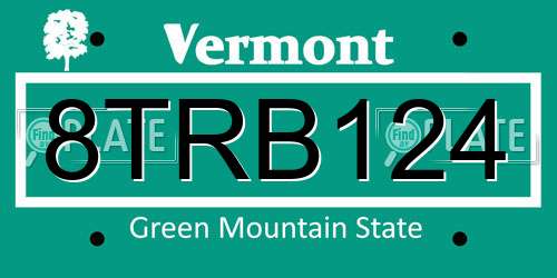 8TRB124 Vermont License Plate
