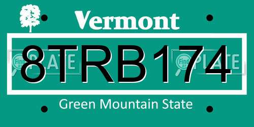 8TRB174 Vermont License Plate