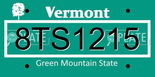 8TS1215 Vermont License Plate