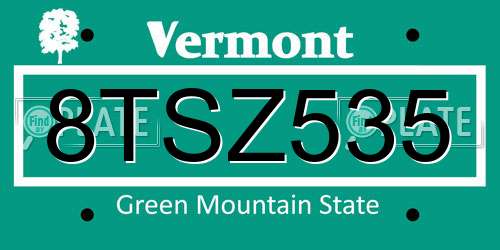 8TSZ535 Vermont License Plate