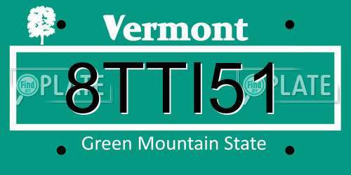 8TTI51 Vermont License Plate