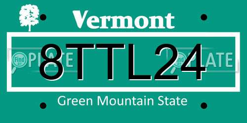 8TTL24 Vermont License Plate