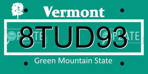 8TUD93 Vermont License Plate