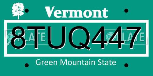 8TUQ447 Vermont License Plate