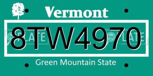 8TW4970 Vermont License Plate
