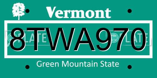 8TWA970 Vermont License Plate