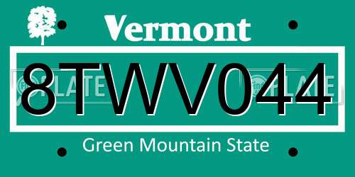 8TWV044 Vermont License Plate