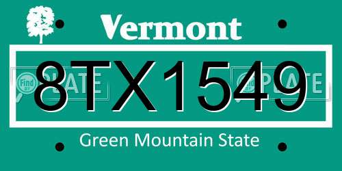 8TX1549 Vermont License Plate